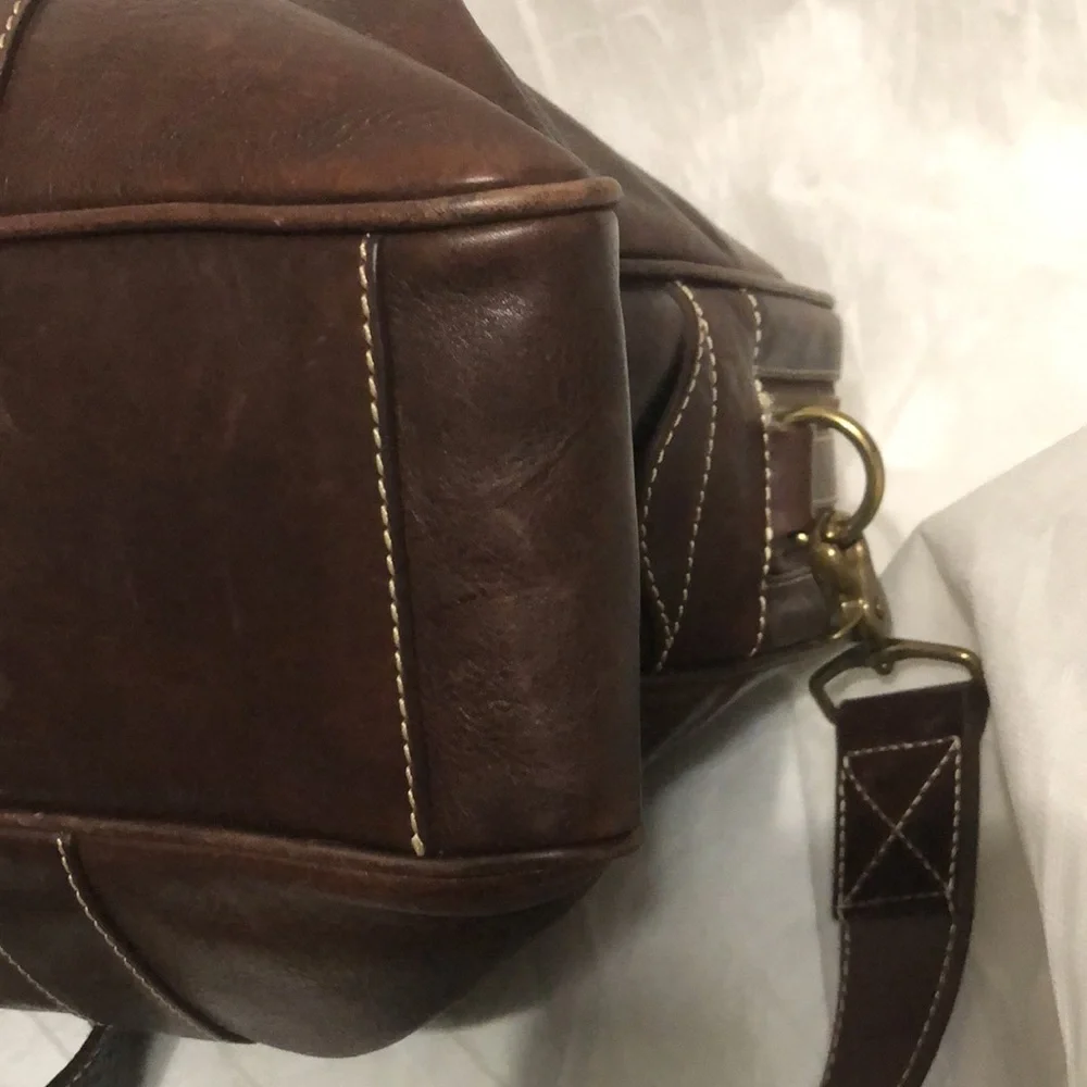Cole Haan Brown Leather Duffel Briefcase Shoulder Bag